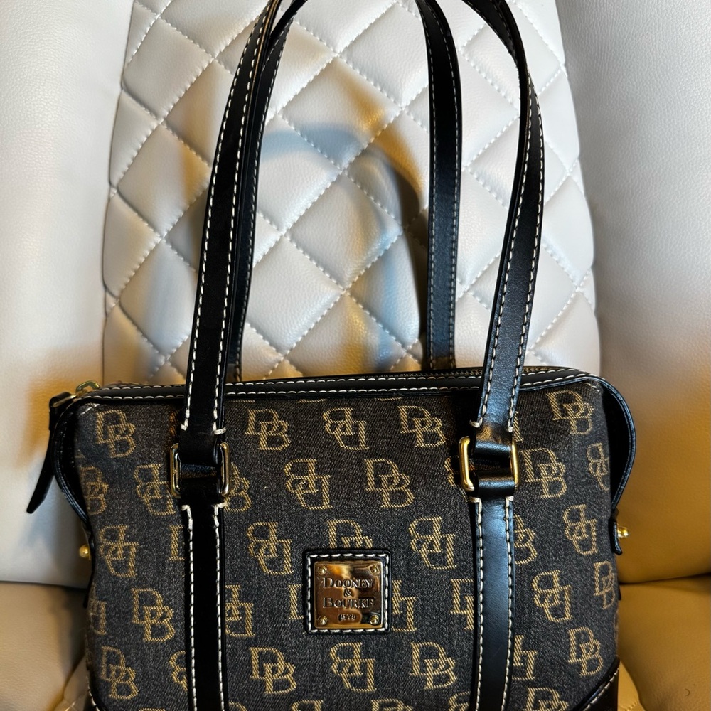 Dooney & Bourke Black and Brown Shoulder Bag